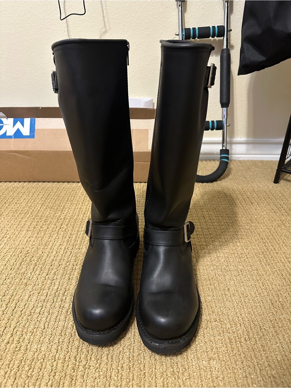 Men's Black Tall Buckle Riding Boots